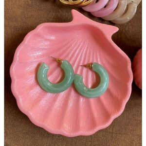 Acrylic Pastel Green Hoop Earrings 1 inch